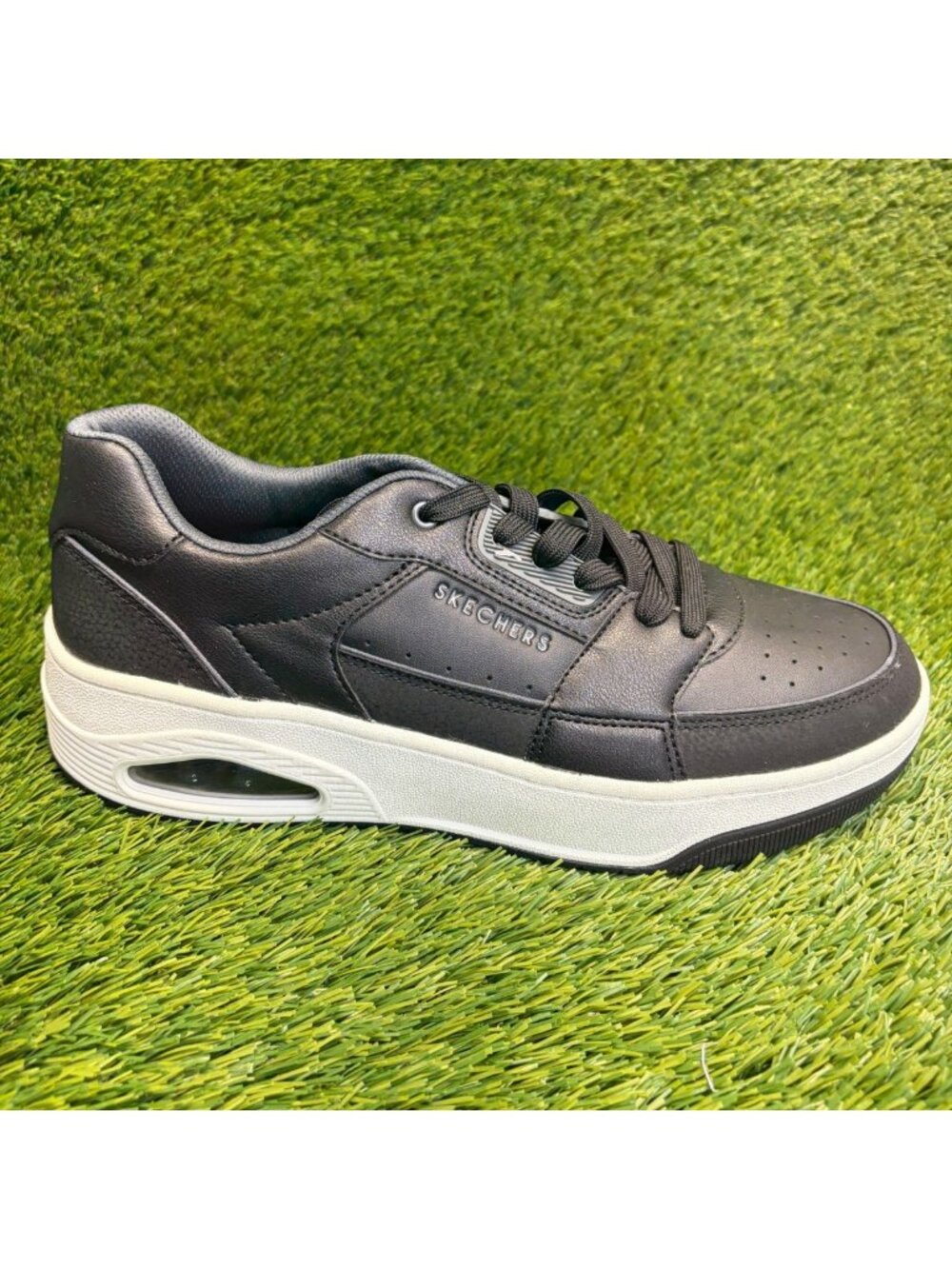 Skechers Uno Short Low Post Mens Size 12 Black Athletic Leather Shoes Sneakers